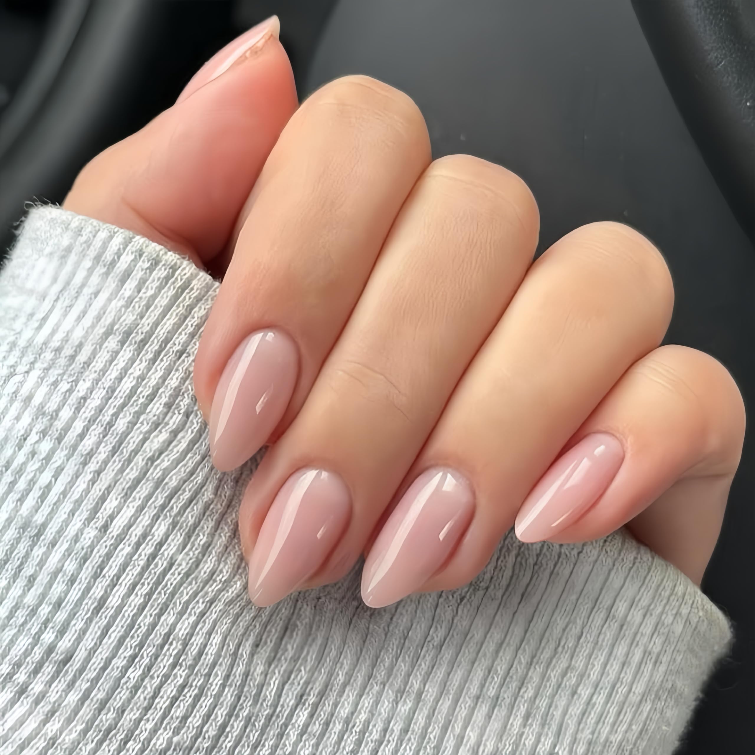 Dusty Pink Press on Nails Short Almond Shaped, SXVME 30 Pcs Thick Short False Nails Press ons