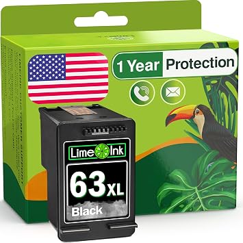 Limeink Remanufactured Ink Cartridge Replacement for HP Ink 63 for HP 63xl Ink Cartridge Combo Pack 63 cartridges for officejet 3830 Printer cartridges XL 1BK
