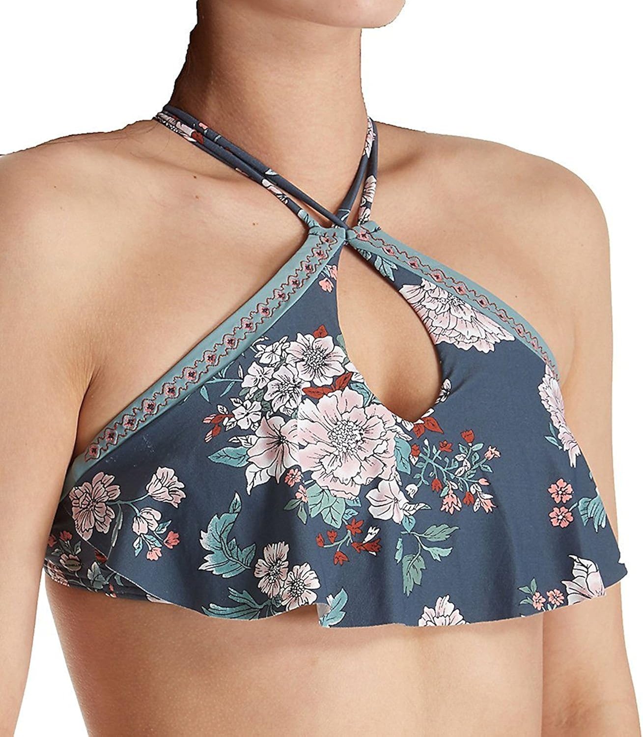 High neck flounce bikini top Clearance