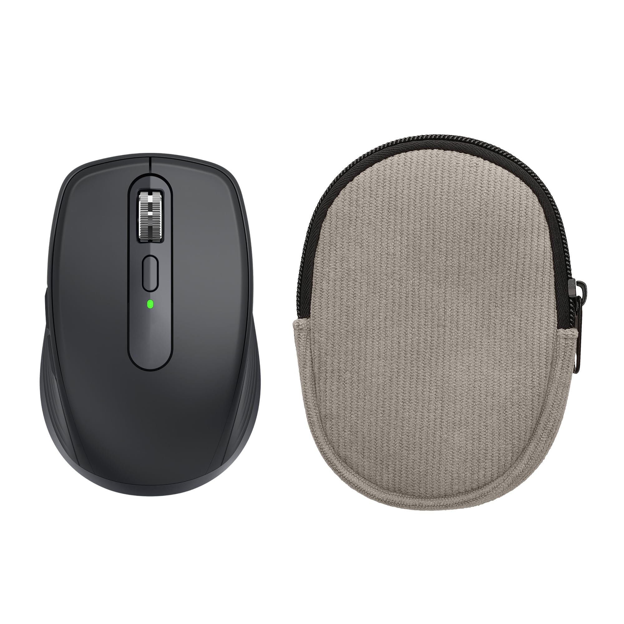 kwmobile Custodia Mouse Wireless per Logitech MX Anywhere 3 / Anywhere 3S - Cover Mouse Wireless Gaming con Cerniera - Astuccio in Velluto a Coste e Neoprene - Grigio