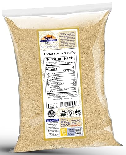 Miniatura 2 de Rani Amchur (Mango) - Especias en polvo molido de 7 onzas (7.05 oz)  Todo natural, origen indio, sin color, apto para gluten, vegano, sin OMG, sin