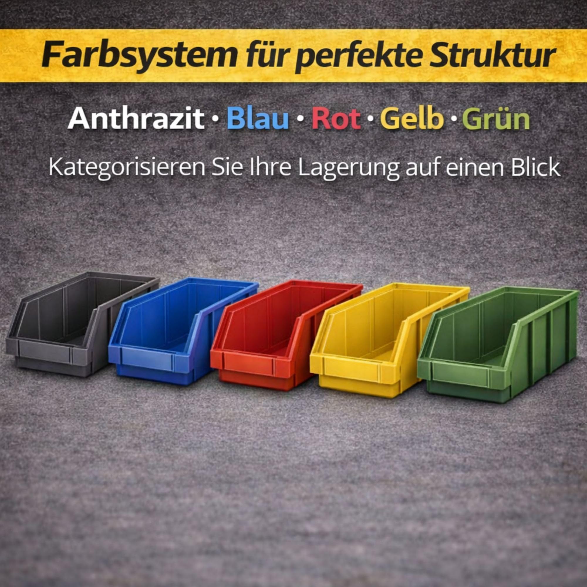 RODOPI 36er Set Stapelboxen, Größe S | Sichtlagerkästen 161x105x75mm | Robuste Lagerboxen für Werkstatt, Garage, Keller | Aufbewahrungsboxen für Kleinteile Anthrazit