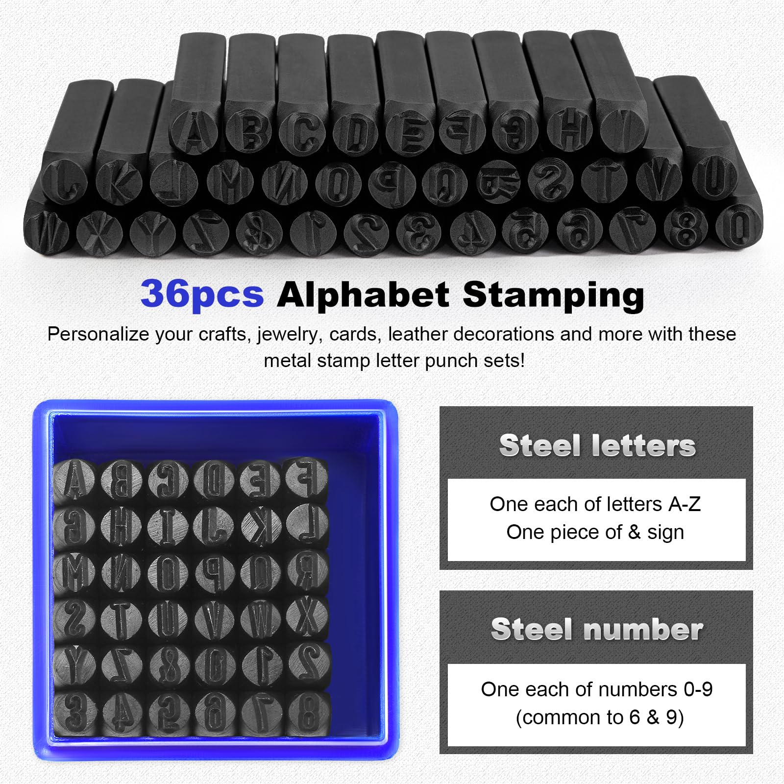 QWORK® 36 Pièces Lettres Et Chiffres à Frapper 6mm - Alphabet