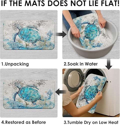 Miniatura 7 de Juego de baño azul marino con cortina de ducha y alfombras y accesorios, juego de cortinas de ducha de tortuga, cortinas de ducha azules y grises