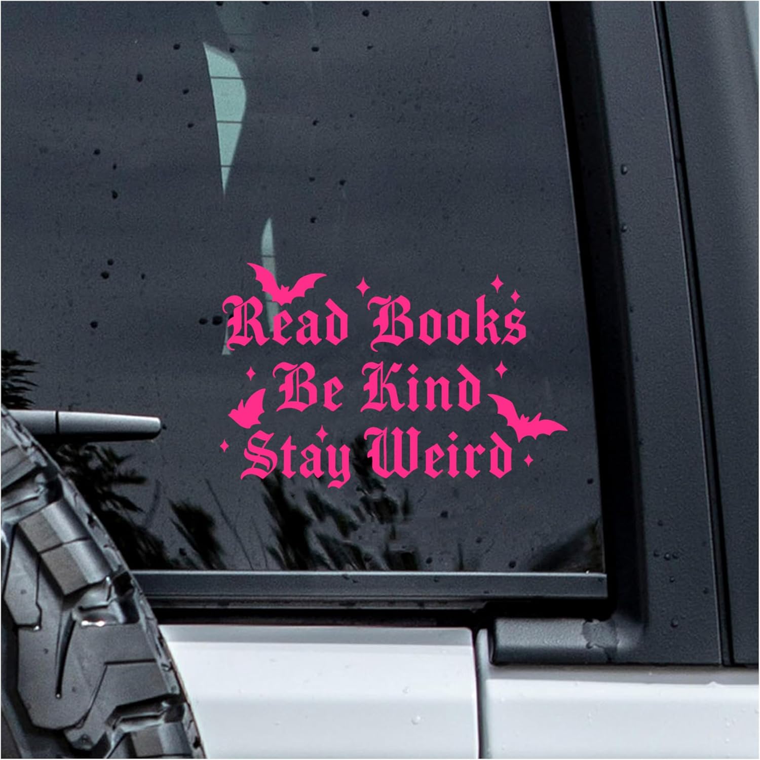 Read Books Be Kind Stay Weird Decal, Positive Bookish Car Window Decals, 6 Inches UV DTF Tranfer Car Stickers, Weatherproof Car Truck Window Bumper Sticker, Humor Car Decals for Book Lovers