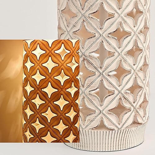 Miniatura 5 de Juego de 2 lámparas de mesa auxiliar de 23 pulgadas con base de resina, lámparas de noche blancas para mesita de noche, lámpara de mesa de extremo