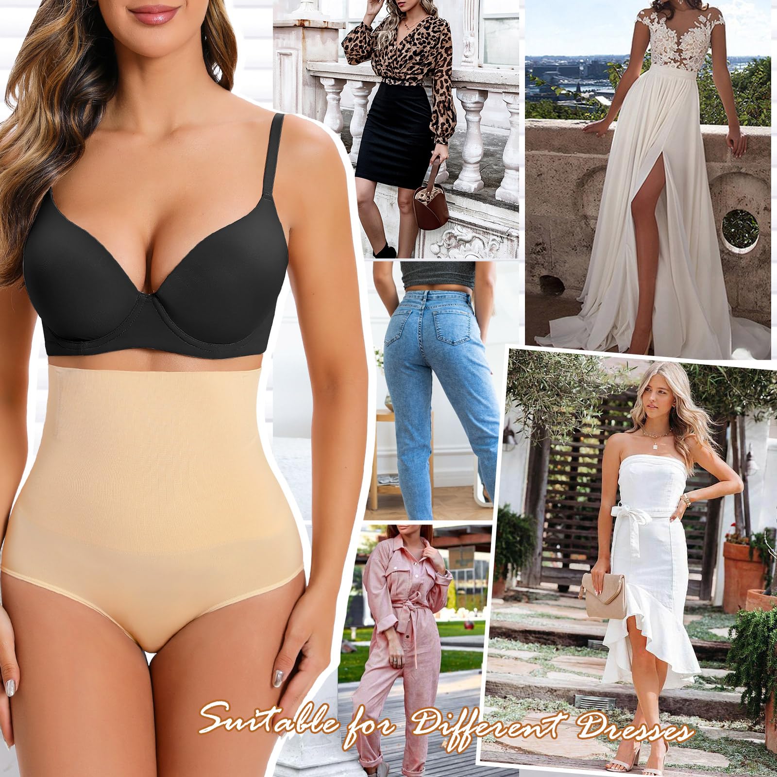 Niwicee Shapewear damskie majtki wyszczuplające brzuch, push-up, wysoka talia, elastyczne, modelujące figi
