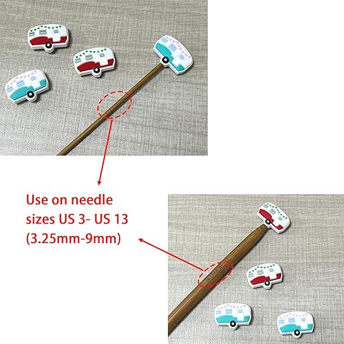 Miniatura 3 de SPANSEE 4 protectores de punto de aguja de tejer con flores, tapones de puntada para agujas de tejer, tapones de aguja, tapas de extremo de aguja de