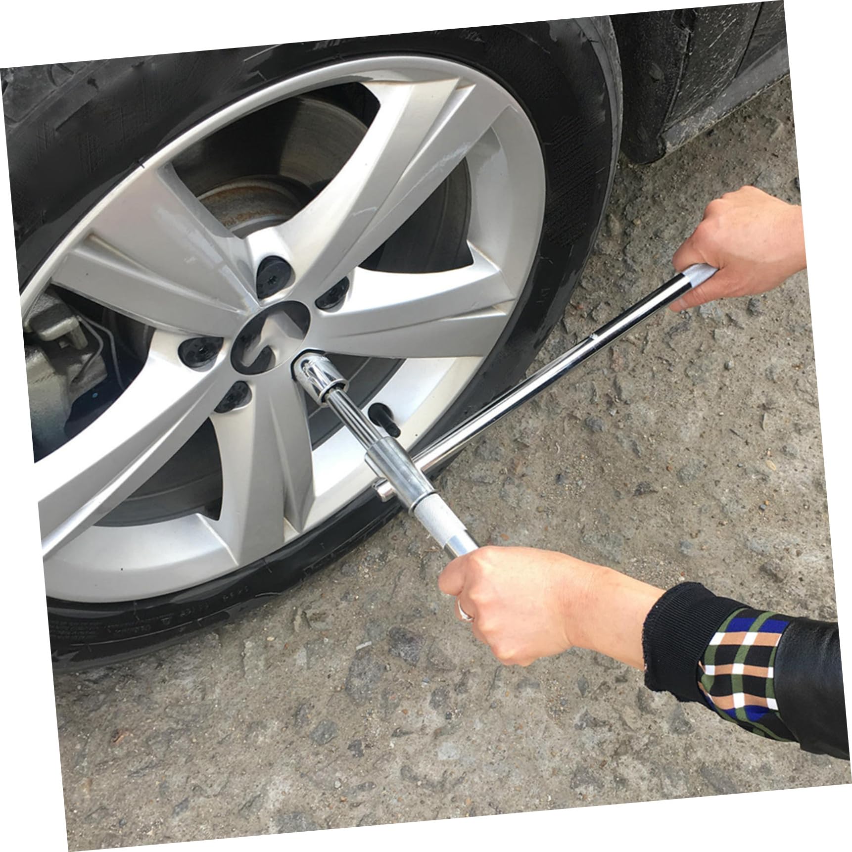 Llave de Rueda de Cruz 17/19/21/23mm de Acero para Ruedas | Plata, Estructura de 4 Vías, Diseño Ergonómico, Mayor Par y Dureza, para Camiones Ligeros y Autocaravanas