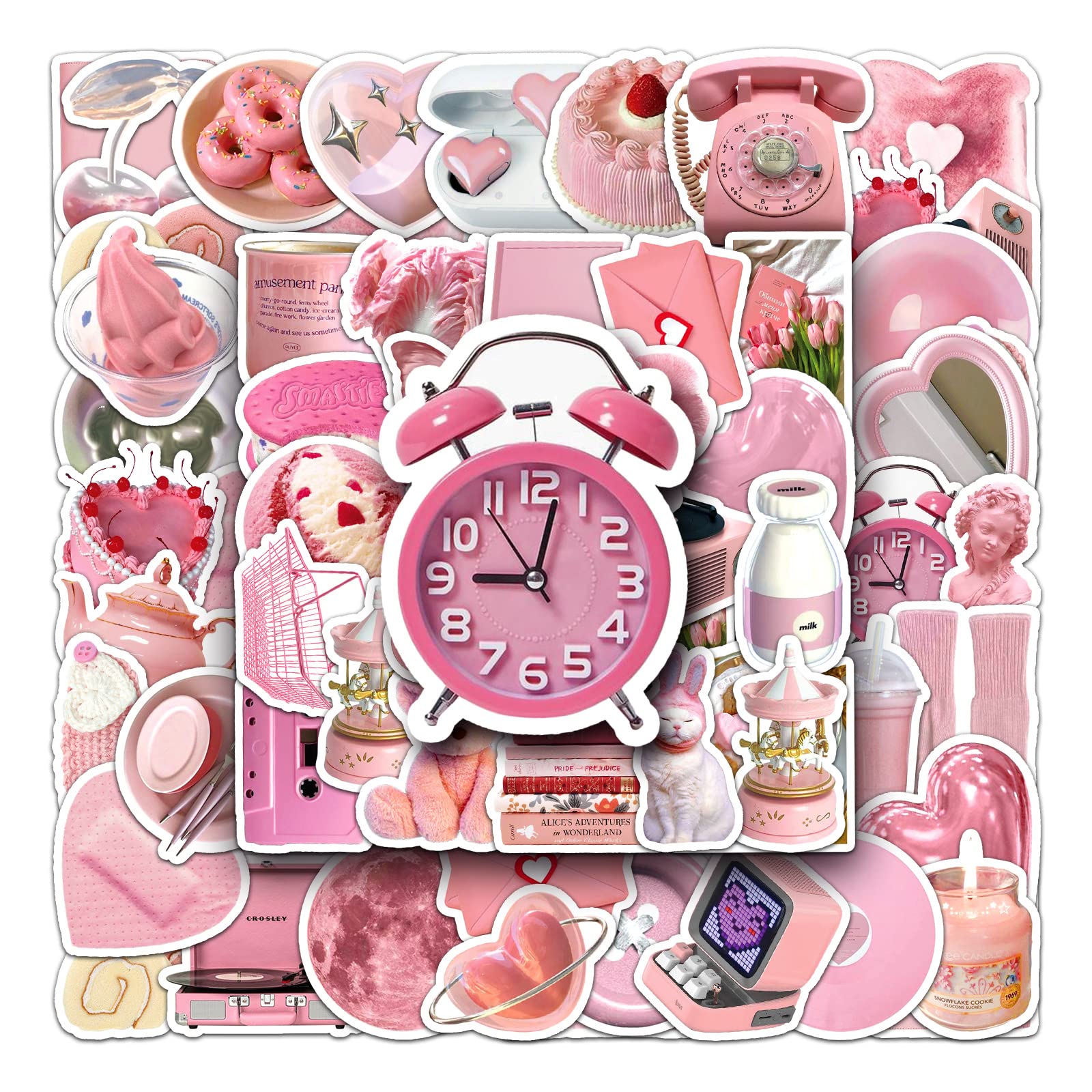 50Pcs Cute Angel Stitch Stickers for Kids Teens Adults, Kawaii Girls Pink Stitch Decals for Water Bottles Laptops, Cartoon Animal Gifts Vinyl Sticker for Decorative Journal Helmet Scrapbook