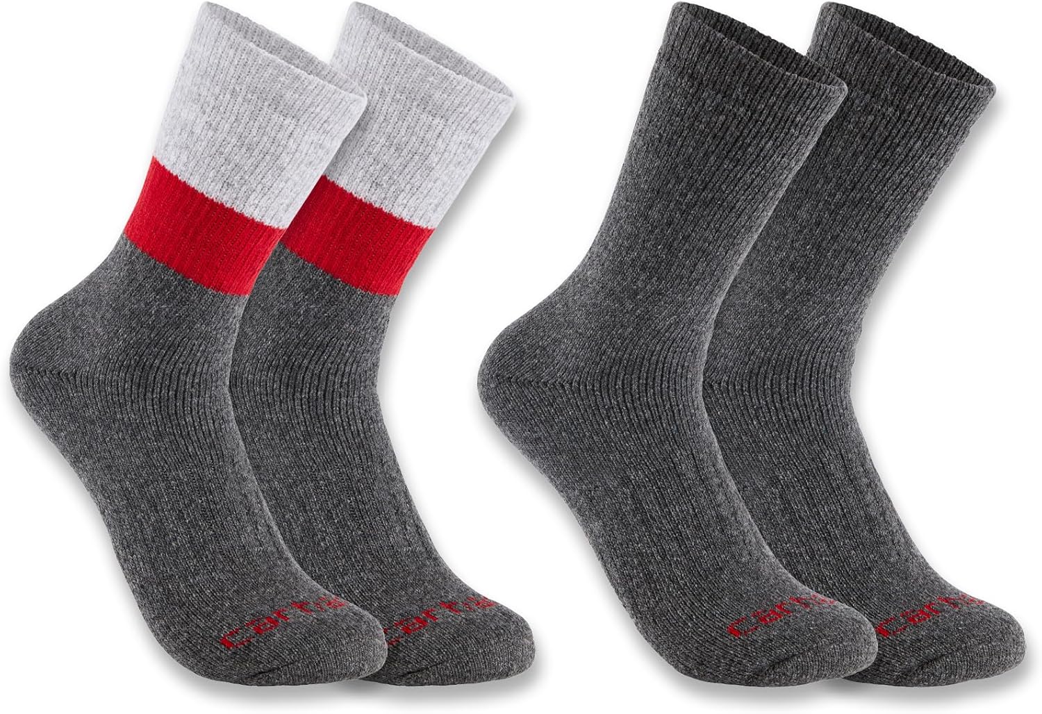 Carhartt Men's Midweight Synthetic-Wool Blend Colorblock Crew Sock 2 Pack