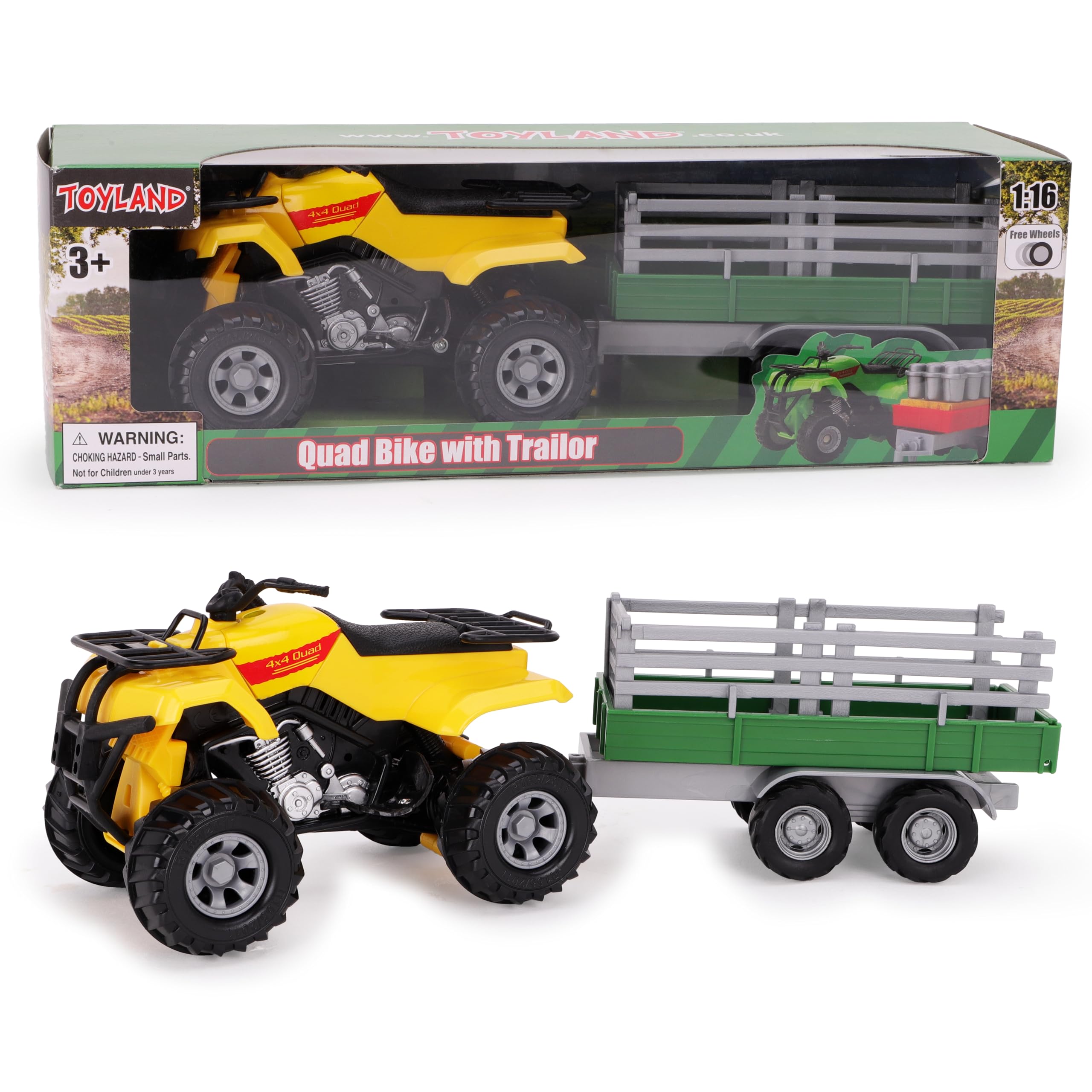 Toyland Tracteur Agricole 22,5 Cm Avec Citerne/Remorque – Roue Libre, Jouet Ferme Pour Enfant Dès 3 Ans, Rouge Ou Vert