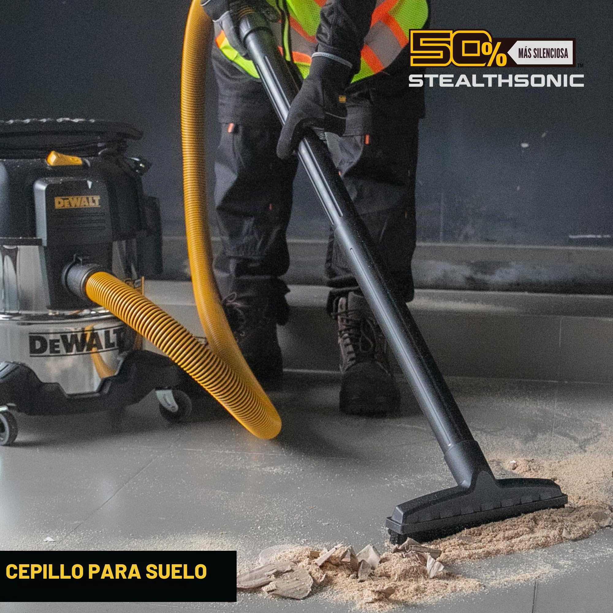 DEWALT STEALTHSONIC - Aspiradora para tienda en seco y húmedo DXV05S-QTB de 5 galones y 4 HP, ultra silenciosa, de acero inoxidable, con potente succión para garaje, lugar de trabajo y taller