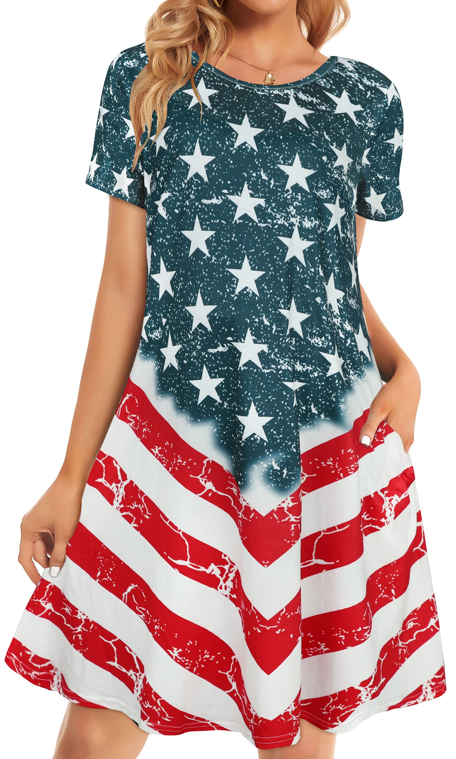 elescat Vestidos de verano para mujer, camiseta floral de playa, sin mangas, bolsillos, casual, holgado, sin mangas, vestido sin mangas