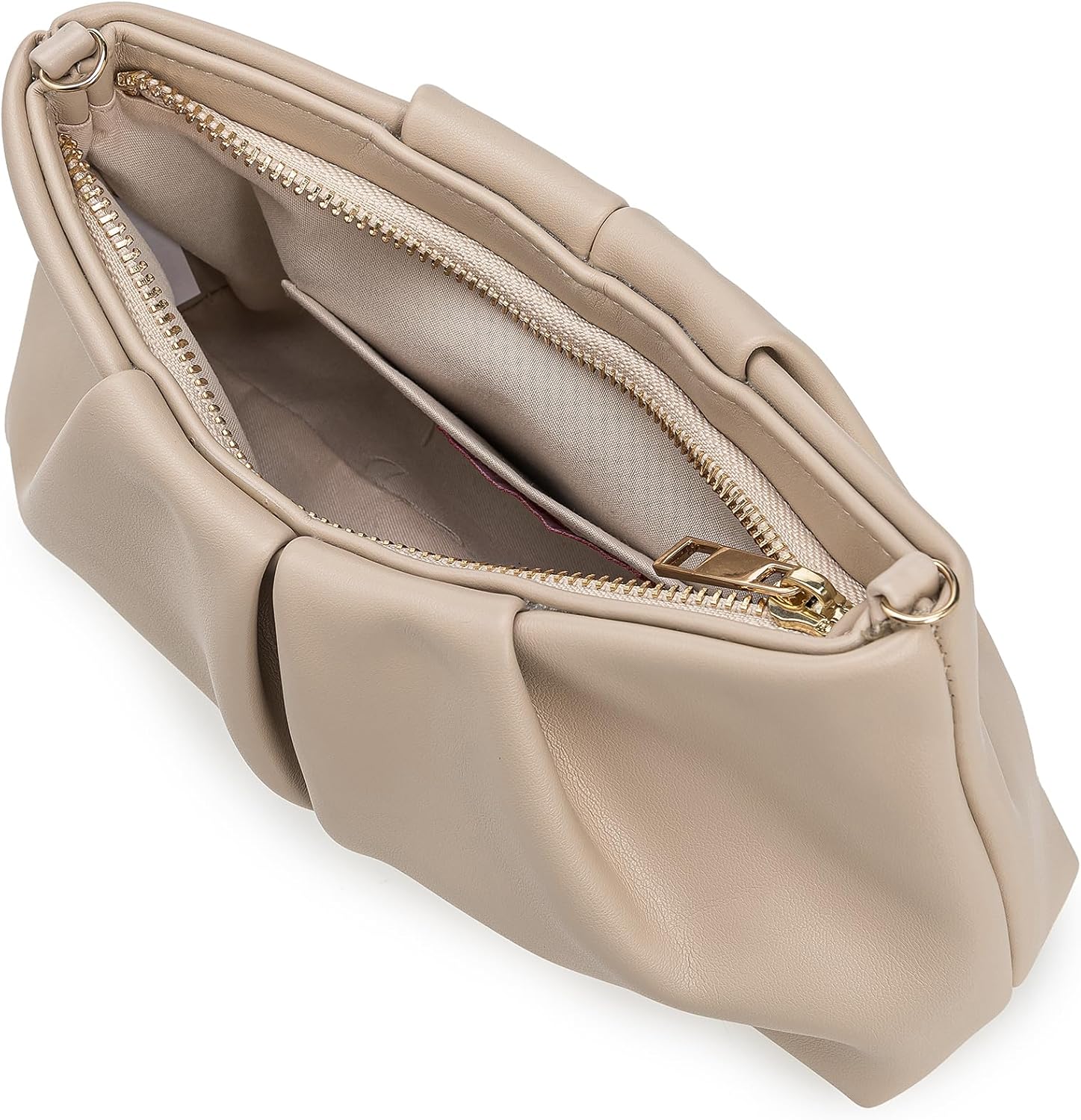 Pleated PU Clutch Evening Purse for Women Dressy Formal Faux Leather Shoulder Handbag - Image 6