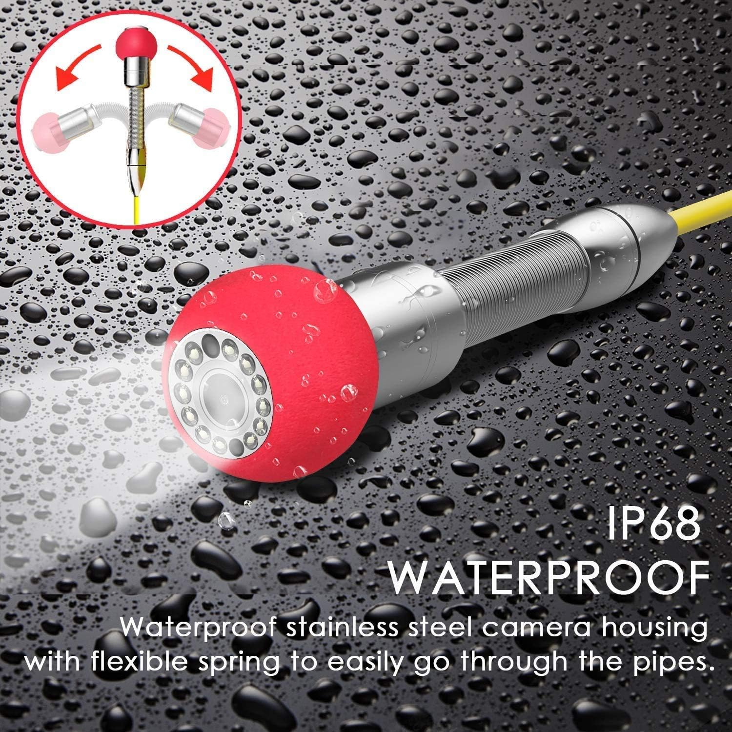 Anysun Sewer Camera Head Repleacement Pipe Camera Head for Pipe Inspection Camera Waterproof (IP68) Industrial Endoscope Video Inspection System Camera Head