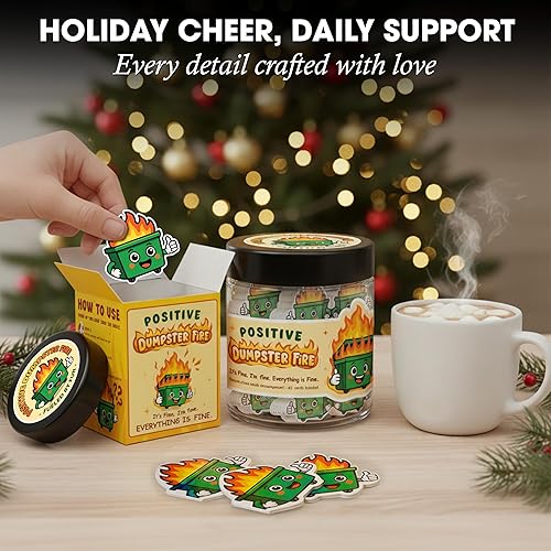 Miniatura 3 de 60 tarjetas de fuego positivas para contenedores de basura Contenedor de basura de apoyo emocional con tarjetas de afirmación Accesorios de