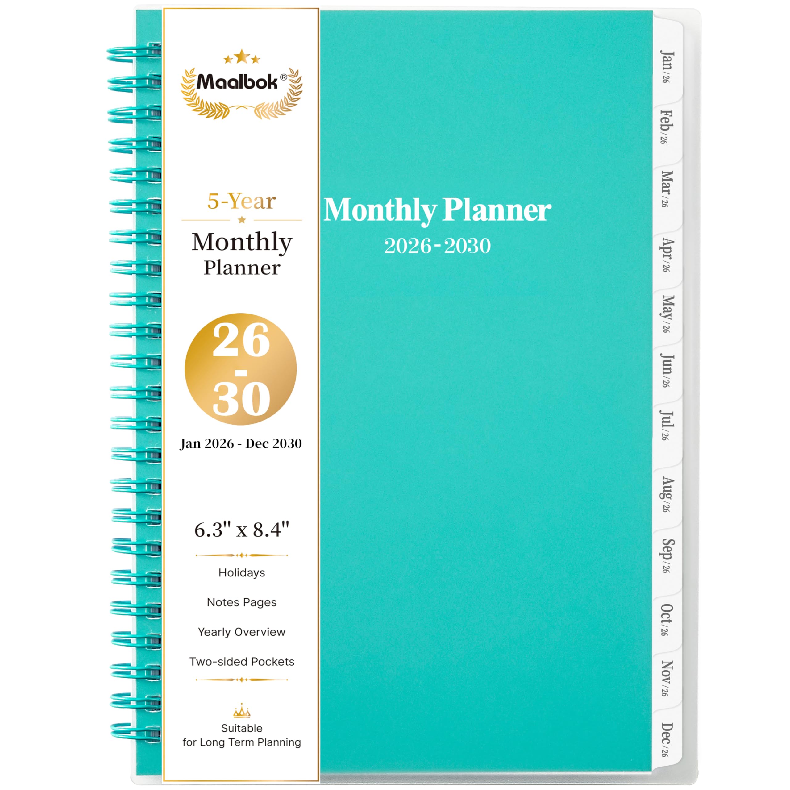 2026-2030 Monthly Planner/Calendar - January 2026 - December 2030, 5 Year Planner with Tabs, 6.4" x 8.5", 60 Monthly Calendar, Two-Side Pocket, 9