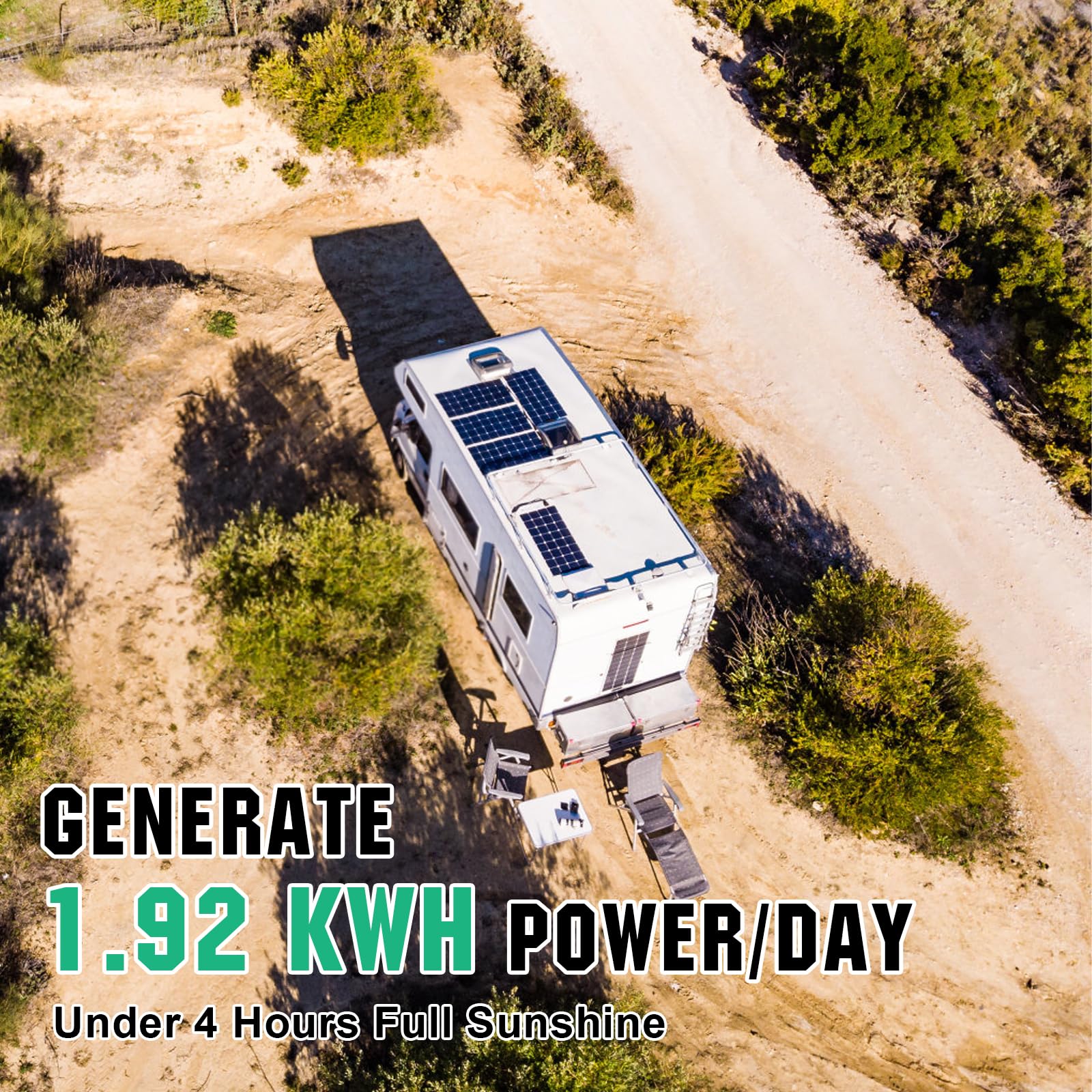 ECO-WORTHY 2KWH - Impianto solare completo 480 W 12 Volt per RV Off Grid con batteria e inverter: pannello solare da 480 W + regolatore di carica MPPT da 40 A + inverter da 1100 W