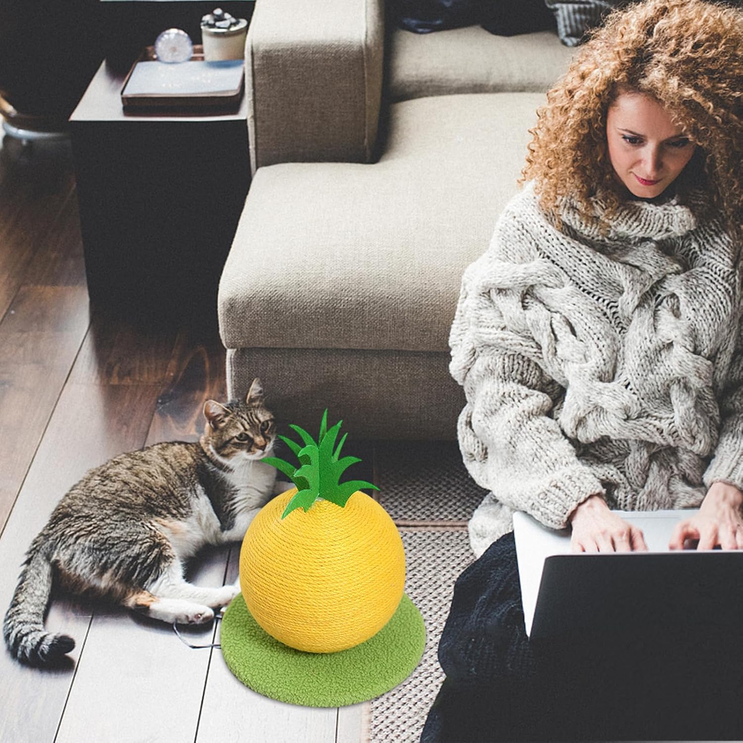 Fruit-Shaped Eco Cat Scratching Post - Hand-Wrapped Sisal & Non-Shedding (Indoor Cats, Ready)​​ (A)