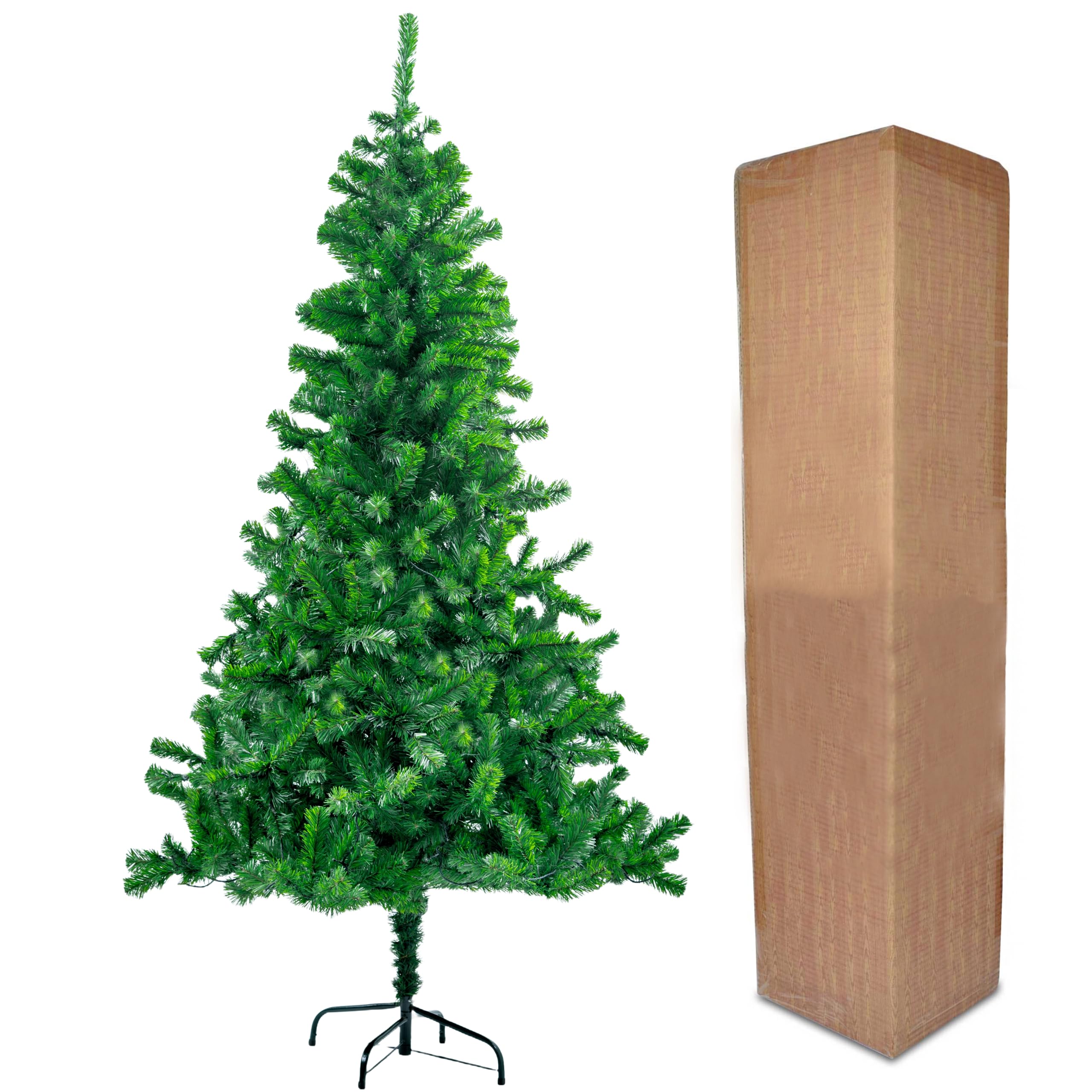 Shatchi Green 4Ft/5Ft/6Ft Pine Artificial Christmas Tree Traditional Realistic Natural Branches Metal Stand Festive Xmas Home Decoration, Polyvinyl Chloride, 4Ft