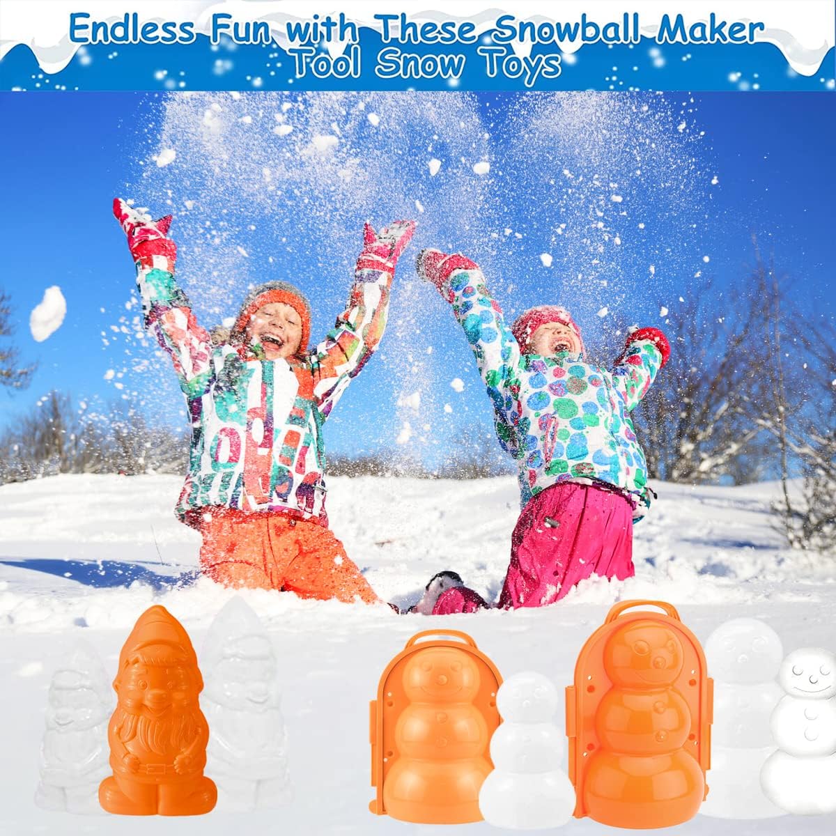 review NOENOUGH 2 PCS Snow Mold, Snow Toys for Kids, Winter Snow Gift, Outdoor Activities, Lovely 3D Snowman, Santa Claus Shape Snow Mold, for Outdoor/Snow/Beach