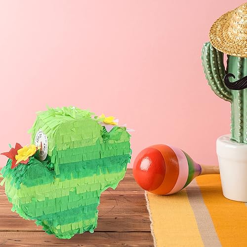 Miniatura 6 de GIFTEXPRESS Paquete de 6 mini piñatas de cactus de 6 pulgadas, piñatas para Cinco de Mayo, fiestas, taco, llama, cumpleaños, carnaval, aula y centro