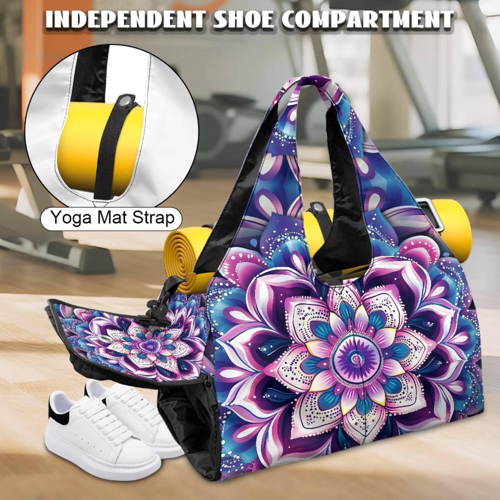 Yogatasche für Damen mit Yogamatten-Tragetasche und Schuhfach, Pilates-Schultertasche