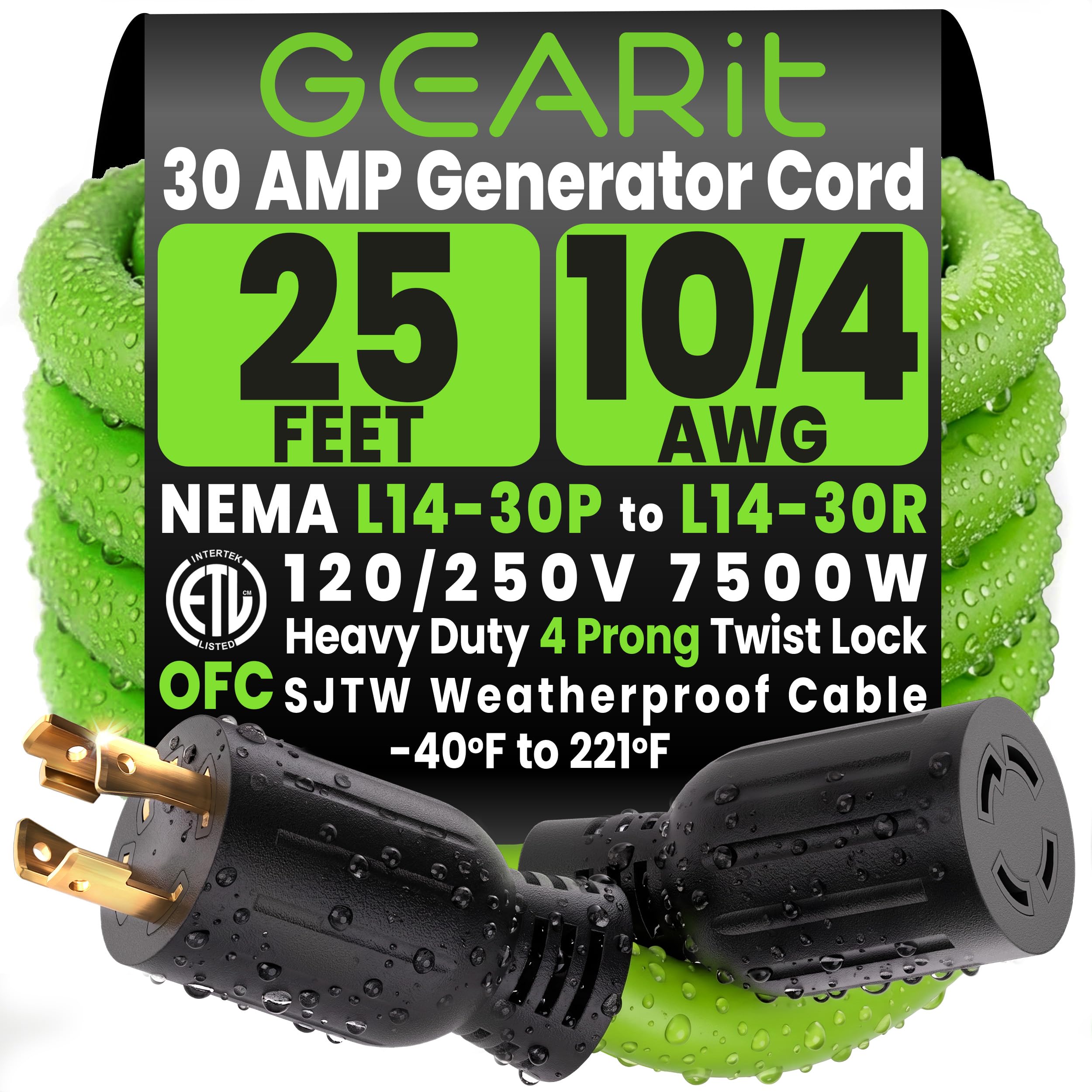 GEARit 30 Amp Generator Cord 25 Ft