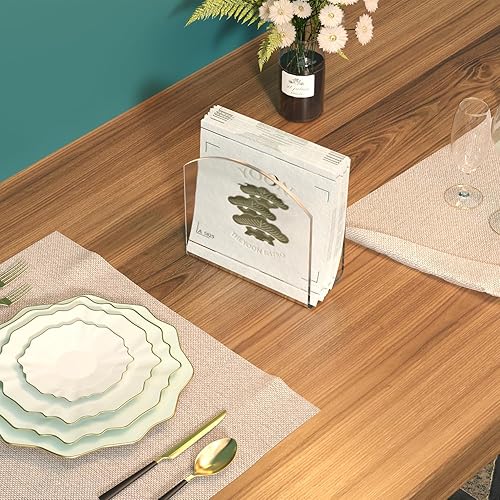 Miniatura 7 de PITBVO Portaservilletas, Paquete de 2 Portaservilletas de Acrílico Transparente para Mesa, Portaservilletas para Servilletas de Cóctel de Papel para