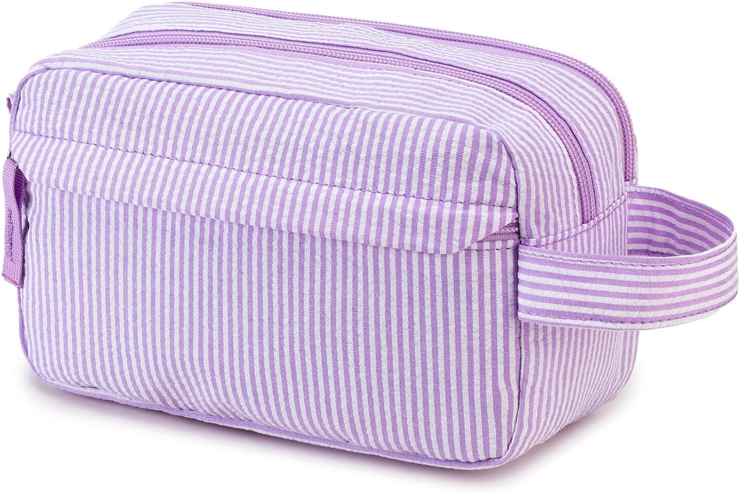 CAMTOP Travel Toiletry Bag for Kids Cute Toiletry Bags for Boys Girls Waterproof for Toiletries Accessories Bathroom Stuff, Strip Purple
