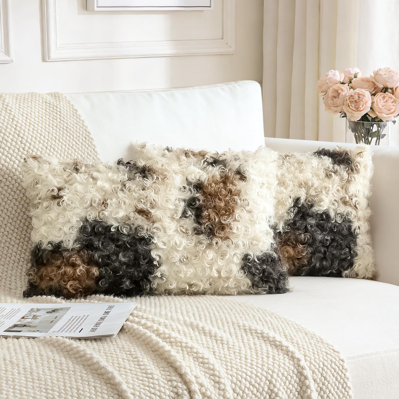 Housse de coussin bouclette pour canapé confortable