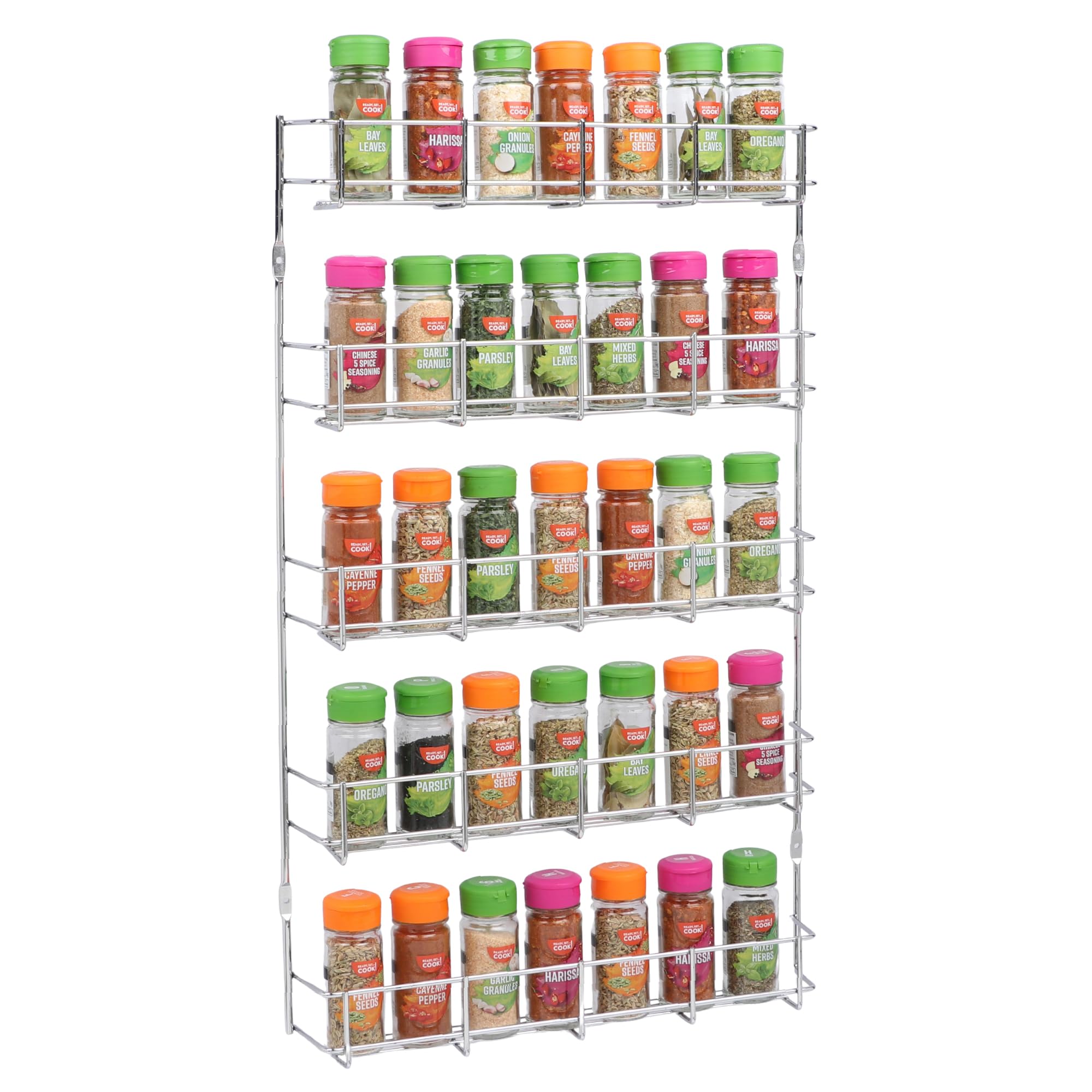 Buckingham 5 Tier Spice and Herb Rack Premium Quality Heavy-Duty Chrome Wall Mounted Kitchen Cupboard Storage Organiser 40.5 Cm (Tier 5) — image 1