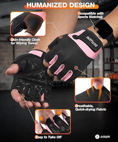 Miniatura 5 de SIMARI Guantes de entrenamiento transpirables para hombres y mujeres, guantes de levantamiento de pesas con relleno, agarre, protección completa de