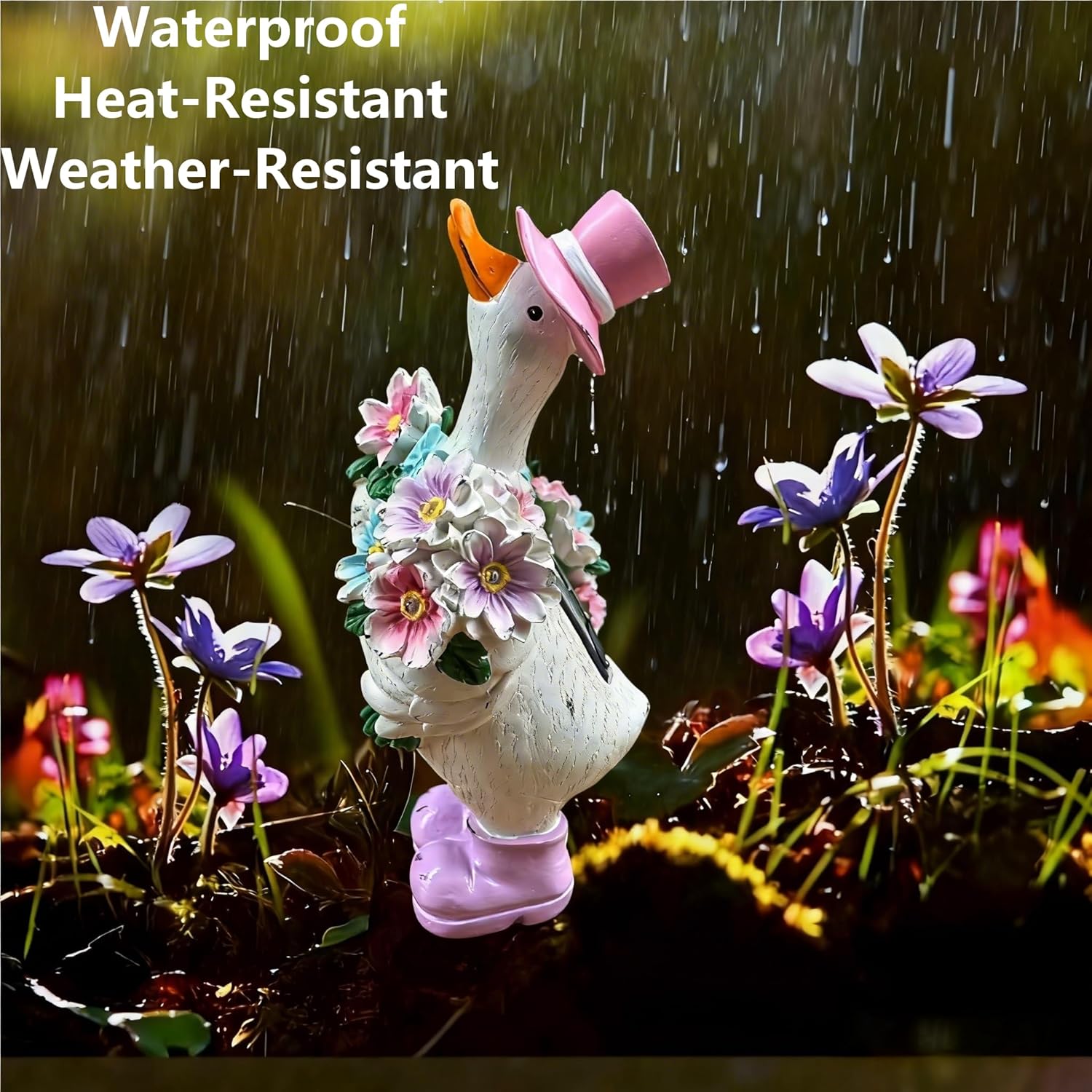 Solar Goose Statue for Garden, Resin Outdoor Goose Décor with Solar Lantern, Porch, Patio & Lawn Decoration, Ideal Gift for Mom, Grandma & Gardening Lovers