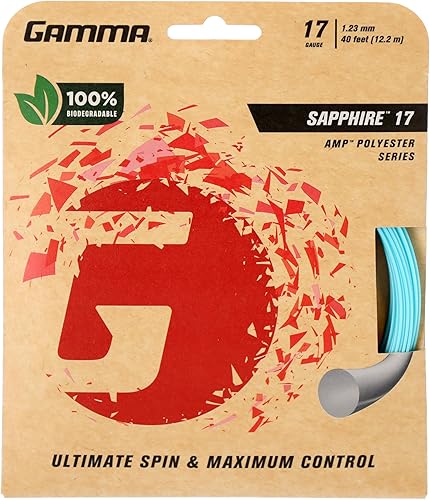 Gamma Sapphire Tennis String Reel, 40 Ft Earth-Friendly Tennis Racket Strings wi