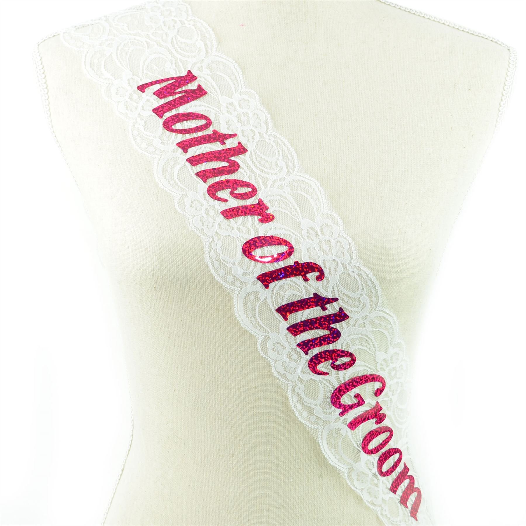 Shatchi Girls White Mother Of The Groom Sash Lace Hen Party Night Out Wedding Bridal Shower Bachelorette Fancy Dress Accessory Decoration