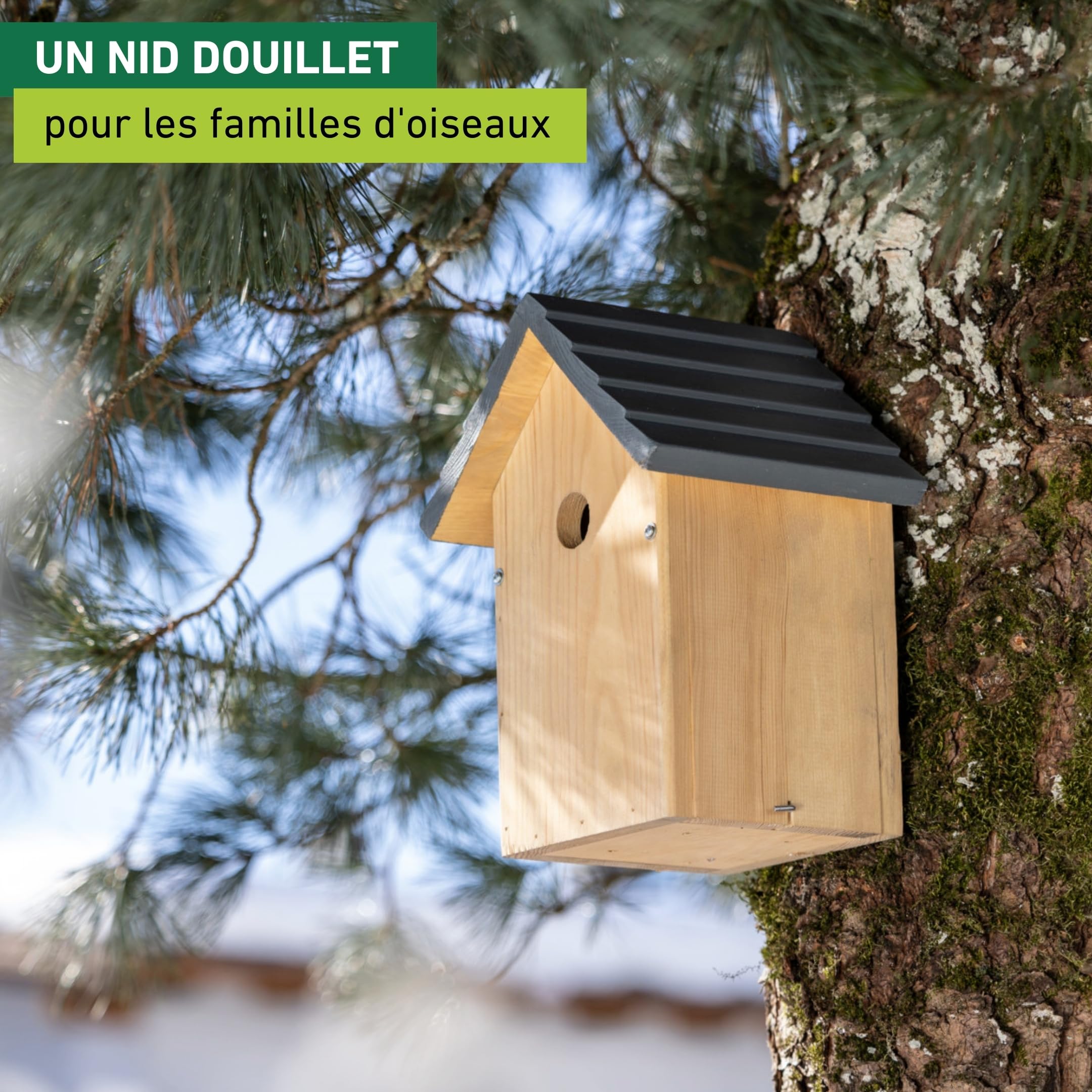 Windhager nichoir pour oiseaux "Cosy", bois de pin massif, bois, maison pour oiseaux, nichoir pour mésanges, à suspendre, résistant aux intempéries, durable