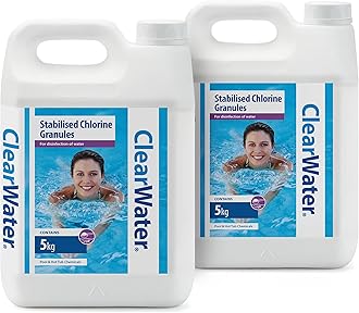 Clearwater Chlorine Granules for Hot Tub Spa and Swimming Pool Water Treatment for Rapid Disinfecting and Cleaning, Jerry Can, 2 Pack of 5 kg