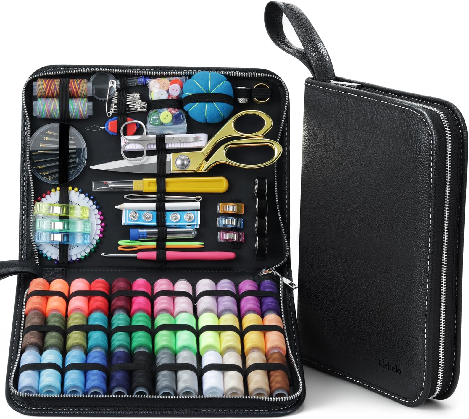 Cebelo Large Sewing Kit for Adults: 232Pcs Sewing Supplies for Hand Mending Clothes Emergency Repair for Home Travel Dorm - 2026 Christmas Gifts for Mom Grandma Students Beginner (Black)