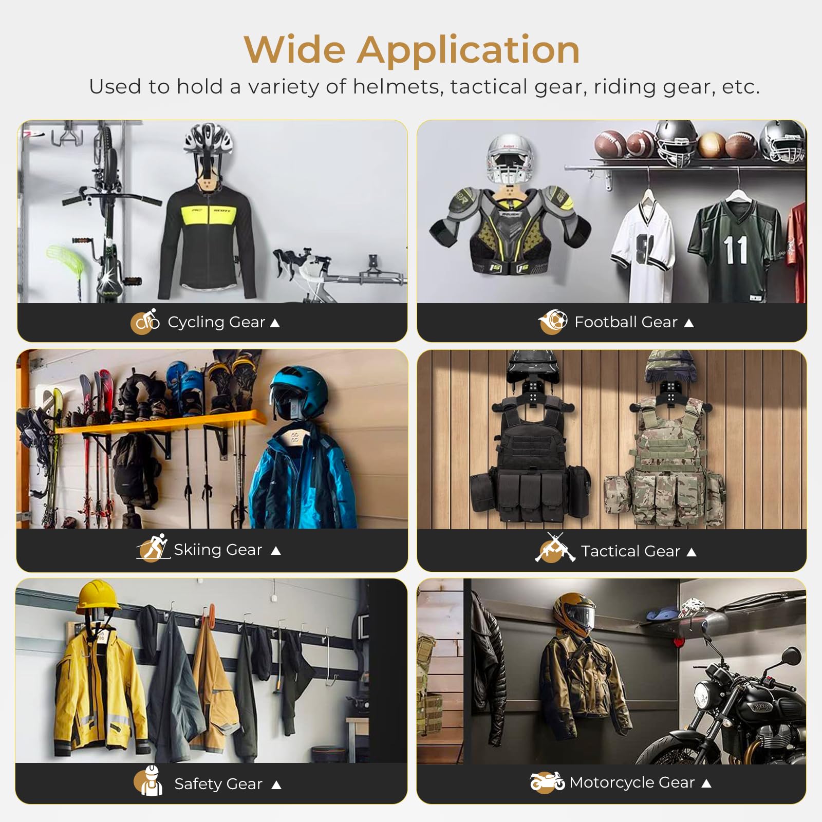 Appendi Casco Moto da Parete - Porta Casco con Ganci per Guanti e Giacca - Moto Accessori per Motociclette, Calcio, Sci e Tattico