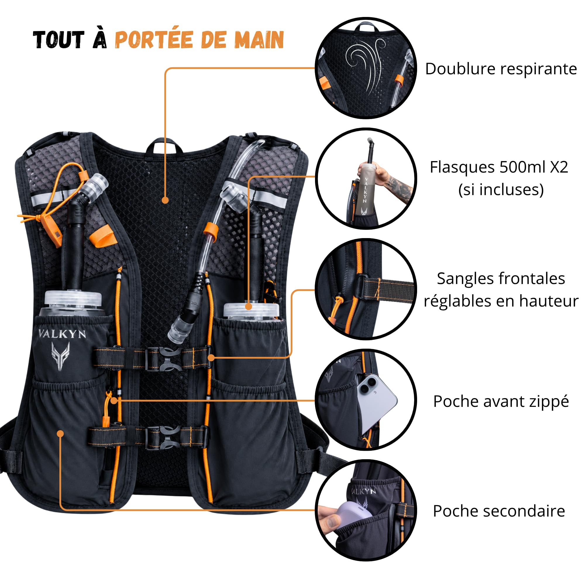 Gilet Hydratation Running Femme et Homme - Sac Hydratation Ultra-Léger & Respirant - Gilet de Course à Pied pour Marathon, Vélo, Sac Trail Running, Randonnée