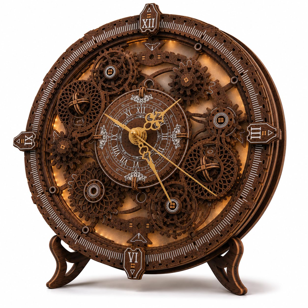 3D Wooden Puzzles for Adults - Mechanical Gear Model Kit, DIY Wooden Clock Craft Kits to Build, Brain Teaser Desk Decor - Unique Birthday Gift for Men/Women (Vintage Clock