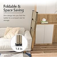 Vista 3 de Escalera de 3 escalones, taburete plegable, escalera plegable de aluminio ligero con pedal ancho antideslizante y resistente, multiusos