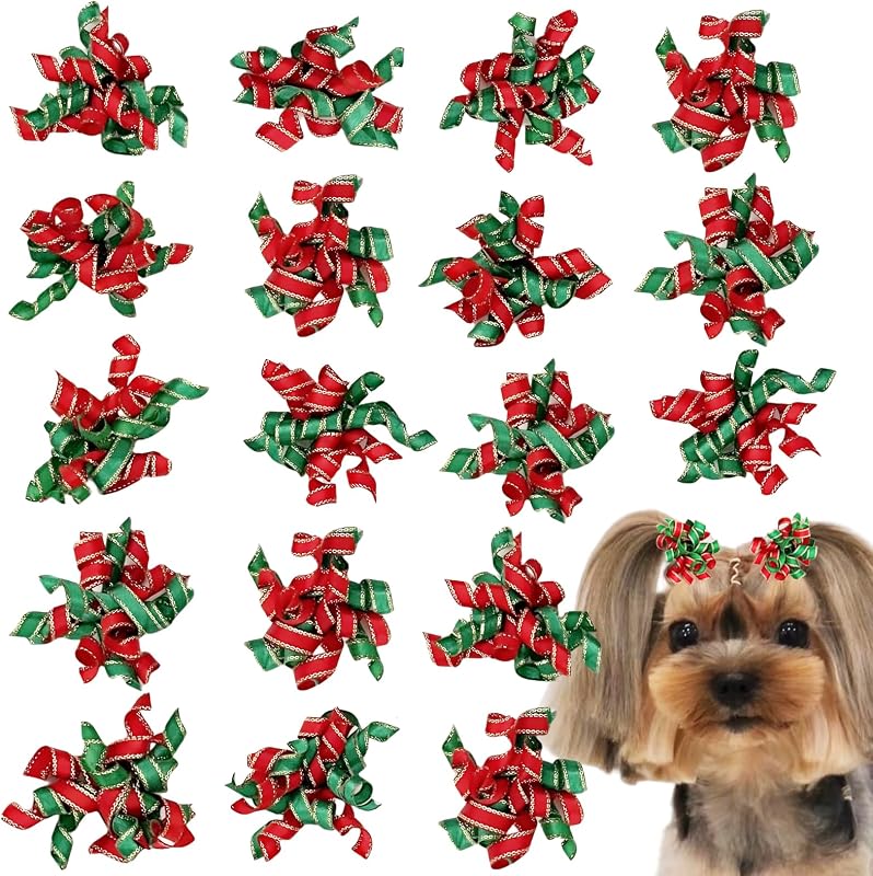 Laços de Natal para Cães e Gatos Hixixi com Elástico, Fita de Poliéster, 20 Unidades