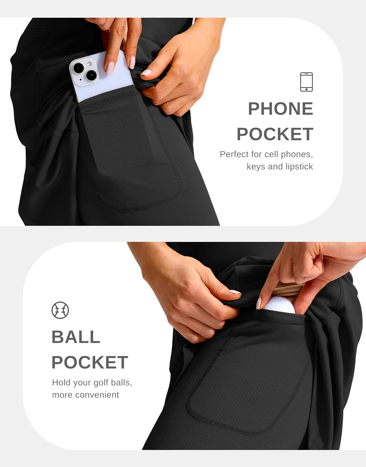 G Gradual Women's 20" Knee Length Golf Skirt Skort 4 Side Pockets Stretch High Waisted Tummy Control Skirt with Short - Image 5