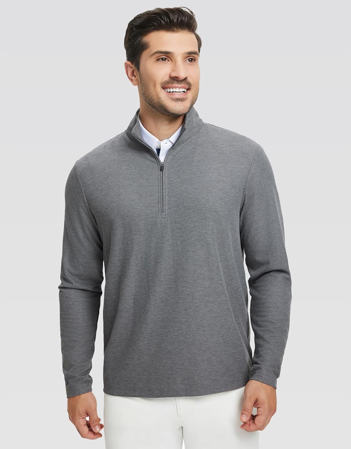 Rouen Quarter Zip Pullover Men Performance Dry Fit Athletic Casual Golf Mock Neck Long Sleeve Pullover Half Zip Sweatshirt - Image 2