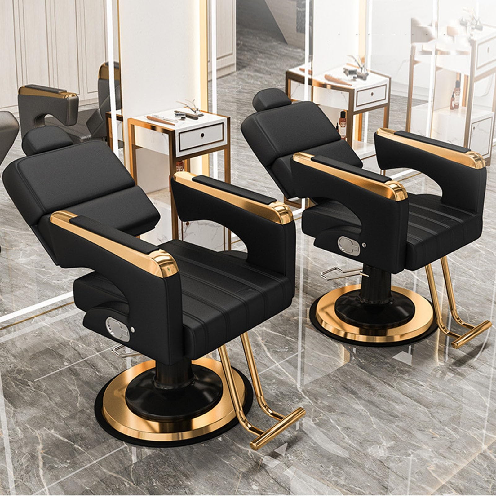 Sillón de barbería hidráulico, reclinable y Giratorio 360° con Estructura metálica, tapicería de Piel sintética (PU), Ideal para peluquerías o Estaciones de Lavado(Gray)