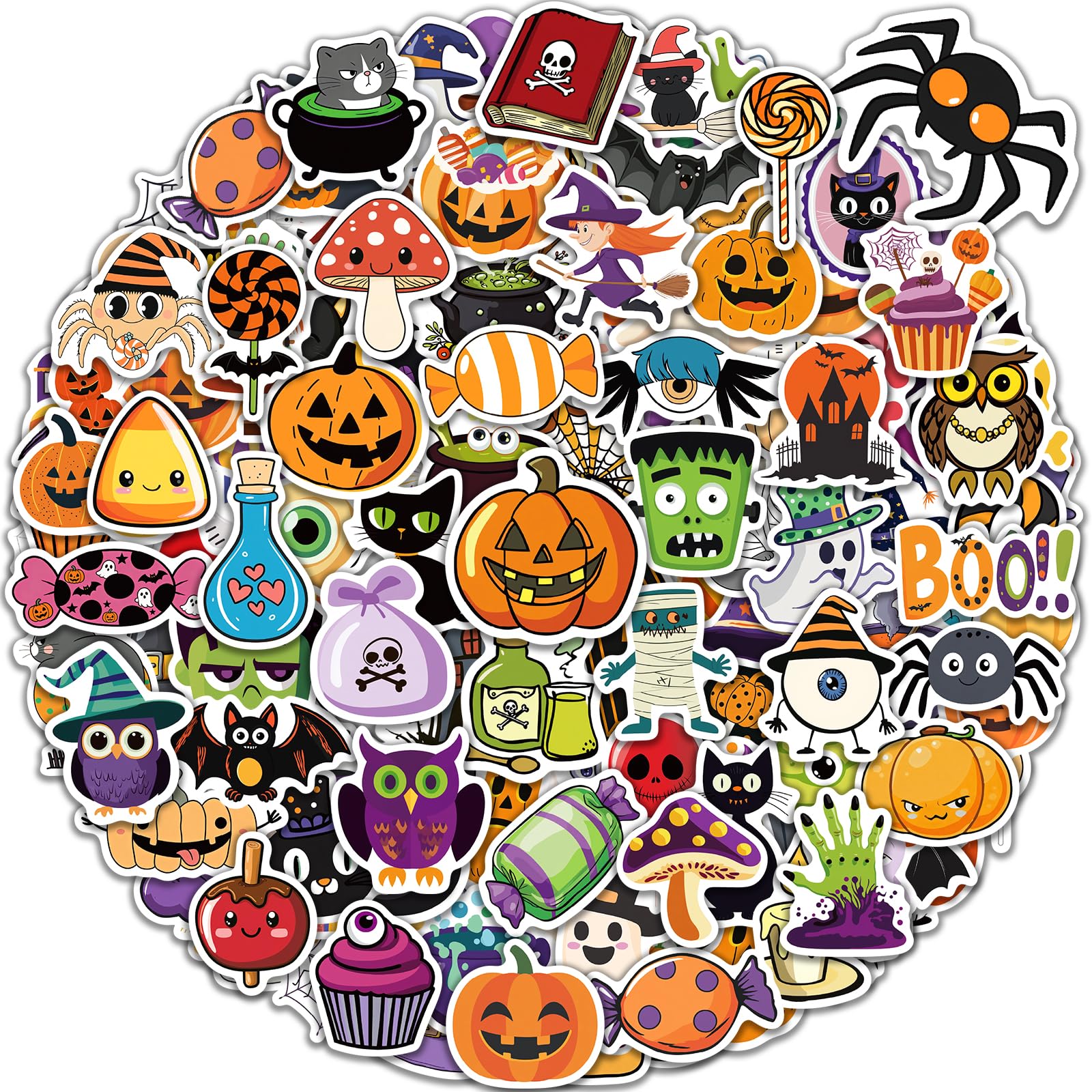 Benresive Lot de 300 autocollants d'Halloween pour enfants, autocollants de vacances d'Halloween en vrac, cadeaux de fête d'Halloween pour enfants, jolis autocollants en vinyle imperméable pour