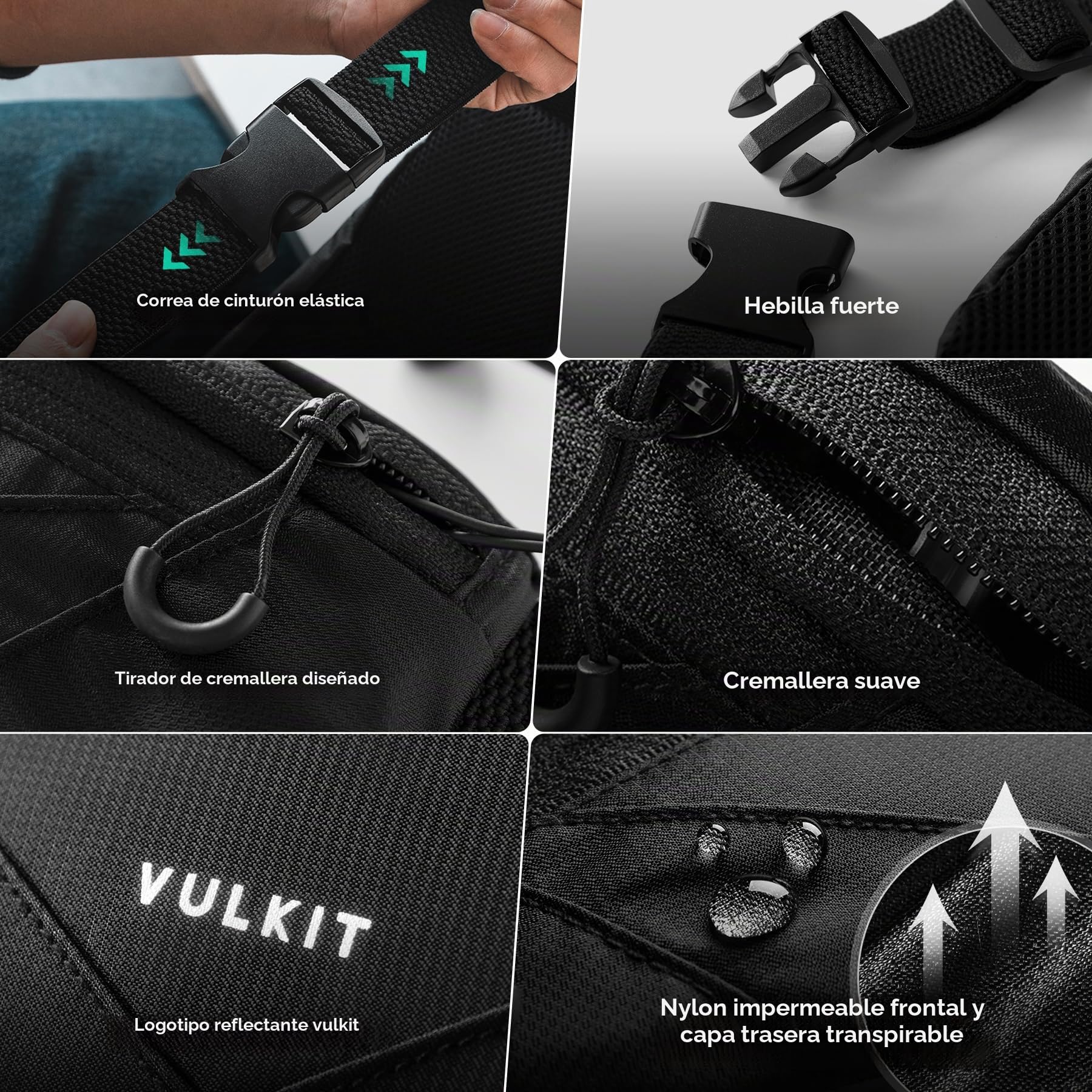 VULKIT Riñonera para Correr Impermeable con Hebilla Ajustable y Correa Elástica para Teléfonos de Menos de 7'' Ideal para Senderismo Senderismo Viajes y Actividades al Aire Libre